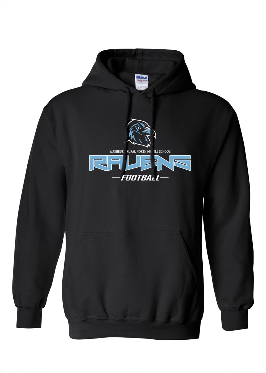 Washburn Rural North MS - Ravens Football - Hoodie - Black