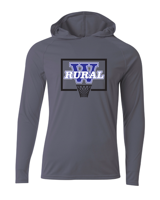 Washburn Rural MS Basketball - Long Sleeve Performance Hooded Tee - Grey