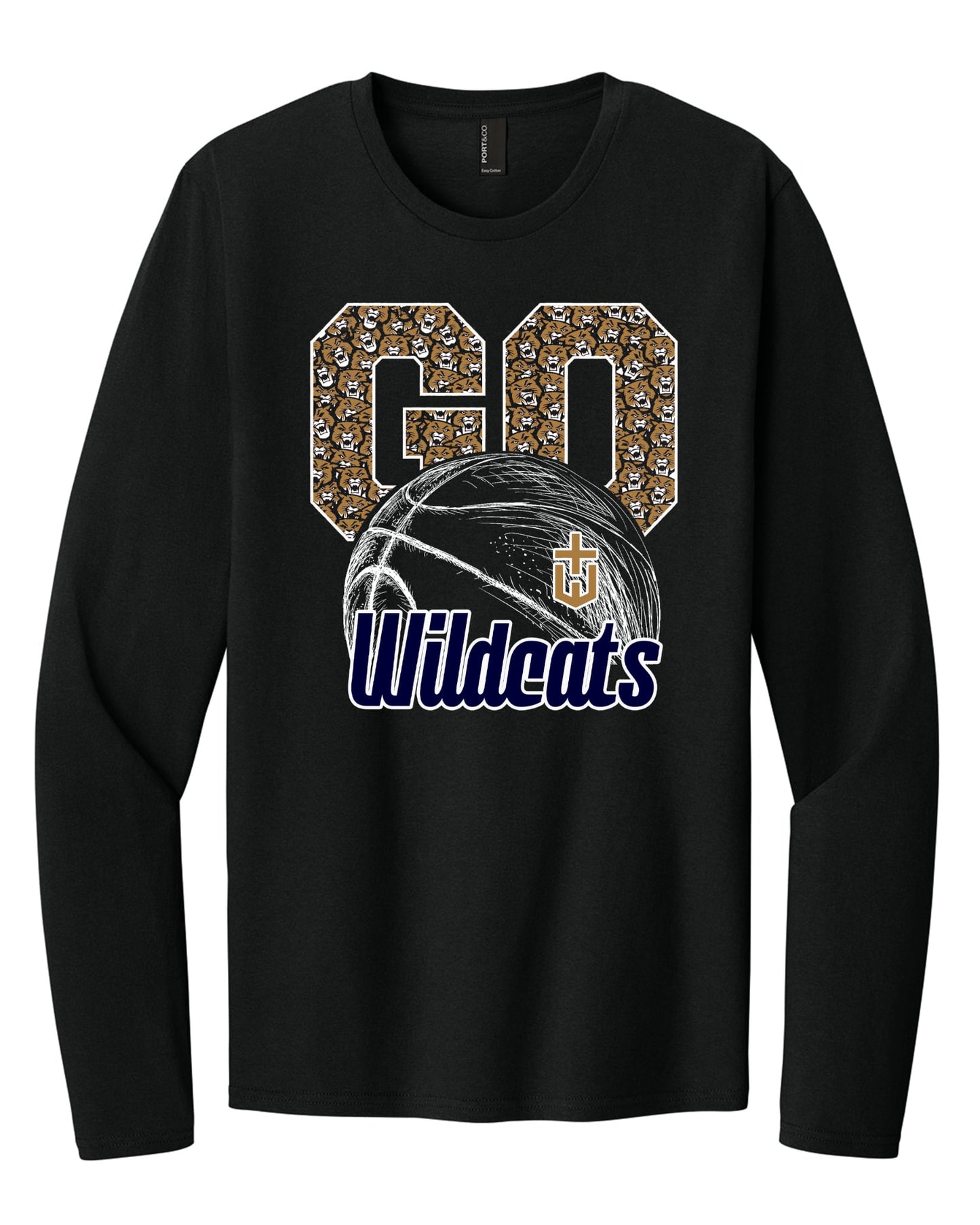 Hayden Basketball Go Wildcats Cotton Long Sleeve Tee