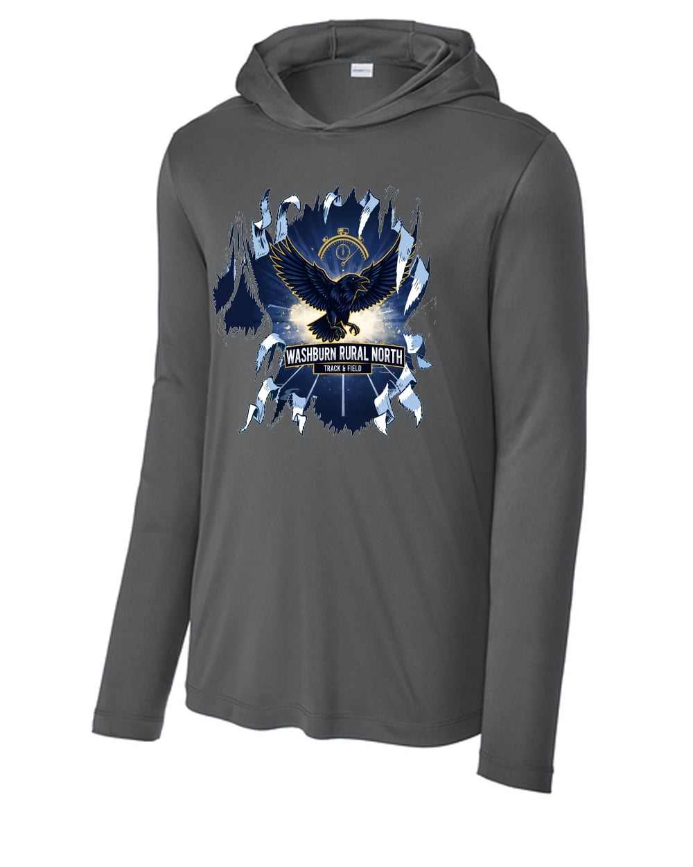 Washburn Rural North MS Track - Soaring Raven Drifit Longsleeve Hooded Tshirt