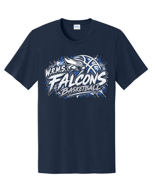 WRMS Basketball - Falcon Fast Break Navy Cotton Tee