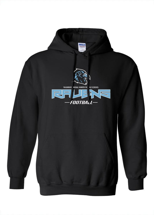 Washburn Rural North MS - Ravens Football - Hoodie - Black