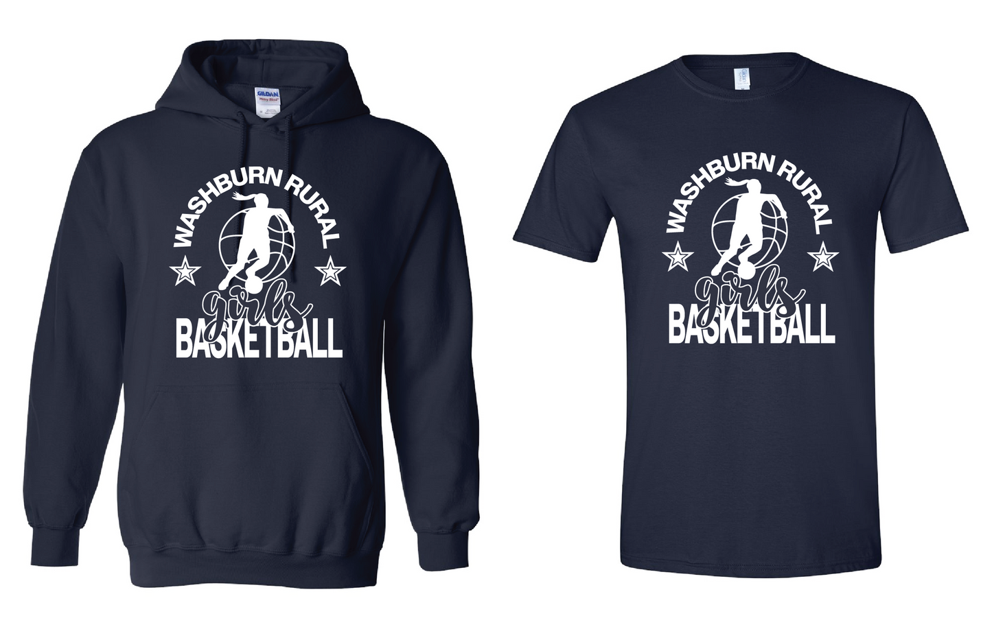 Washburn Rural MS Girls Basketball - Navy Graphic T-shirt or Hoodie