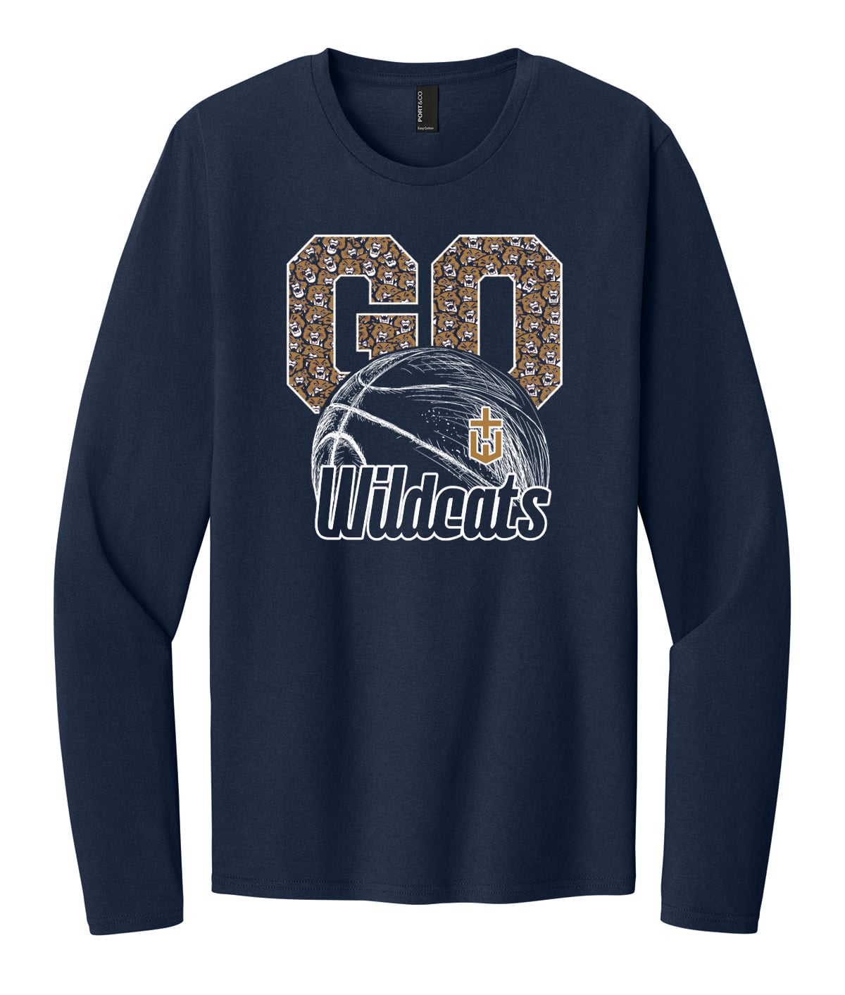 Hayden Basketball Go Wildcats Cotton Long Sleeve Tee